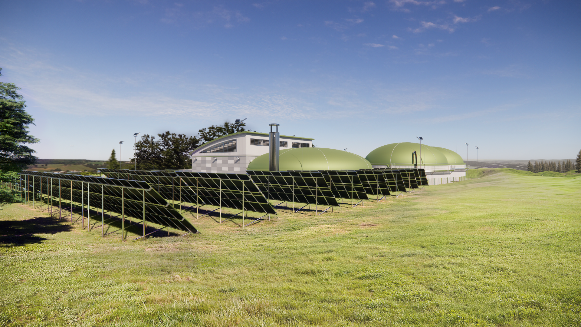 Solar arrays and anaerobic digestion facility